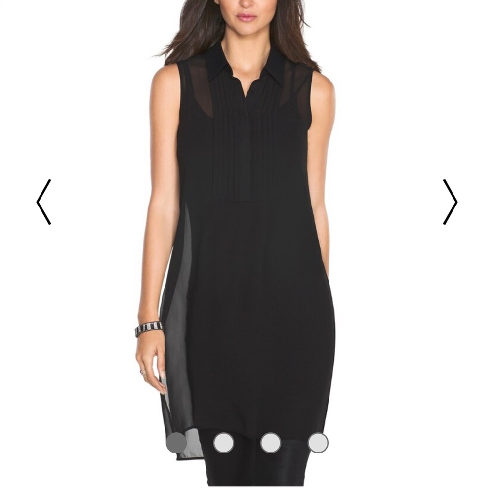 WHBM Pleated Bib Sheer Tank NWT XXS Black